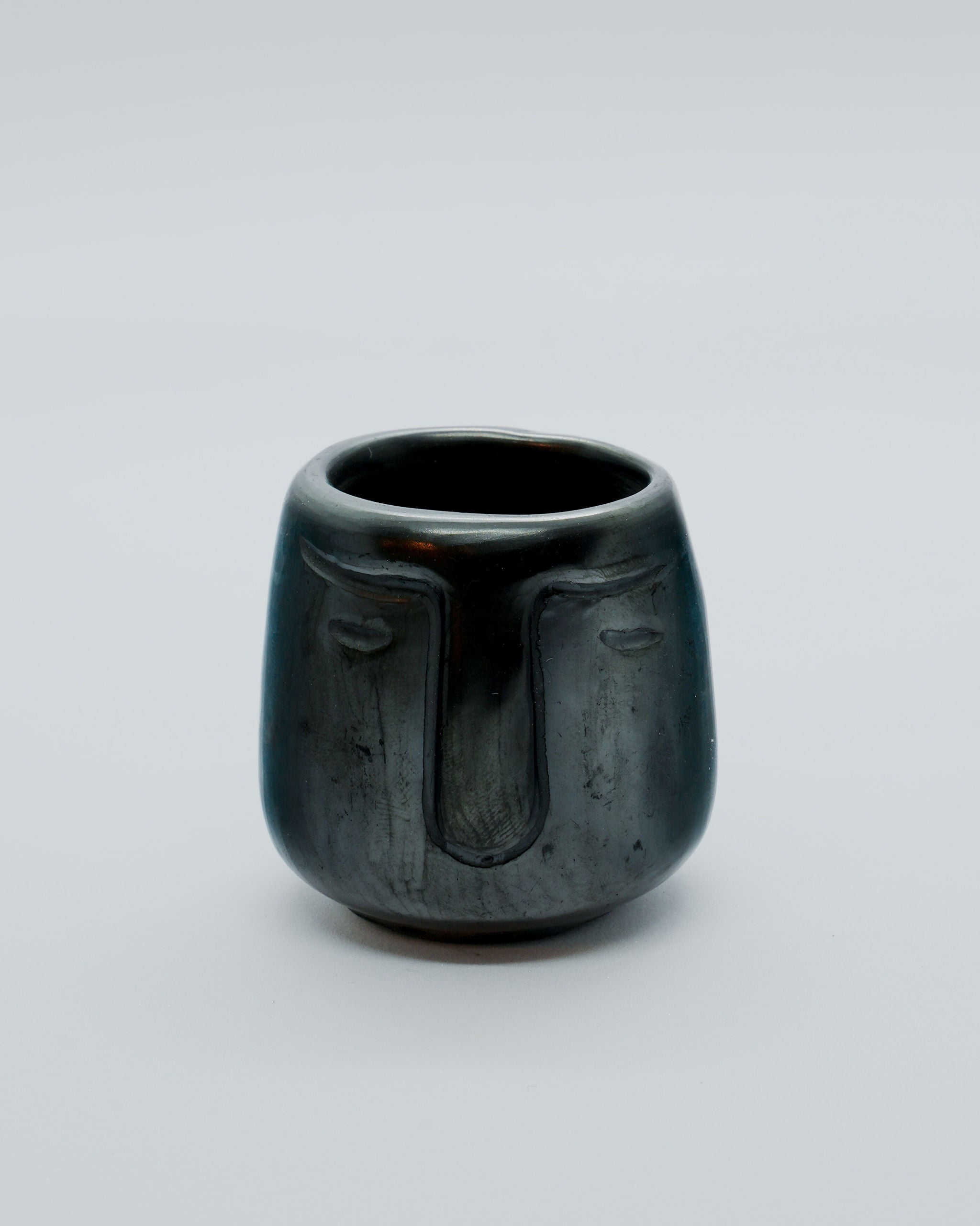 Black Clay Tequila & Mezcal Shot Glass - Olmecan Head