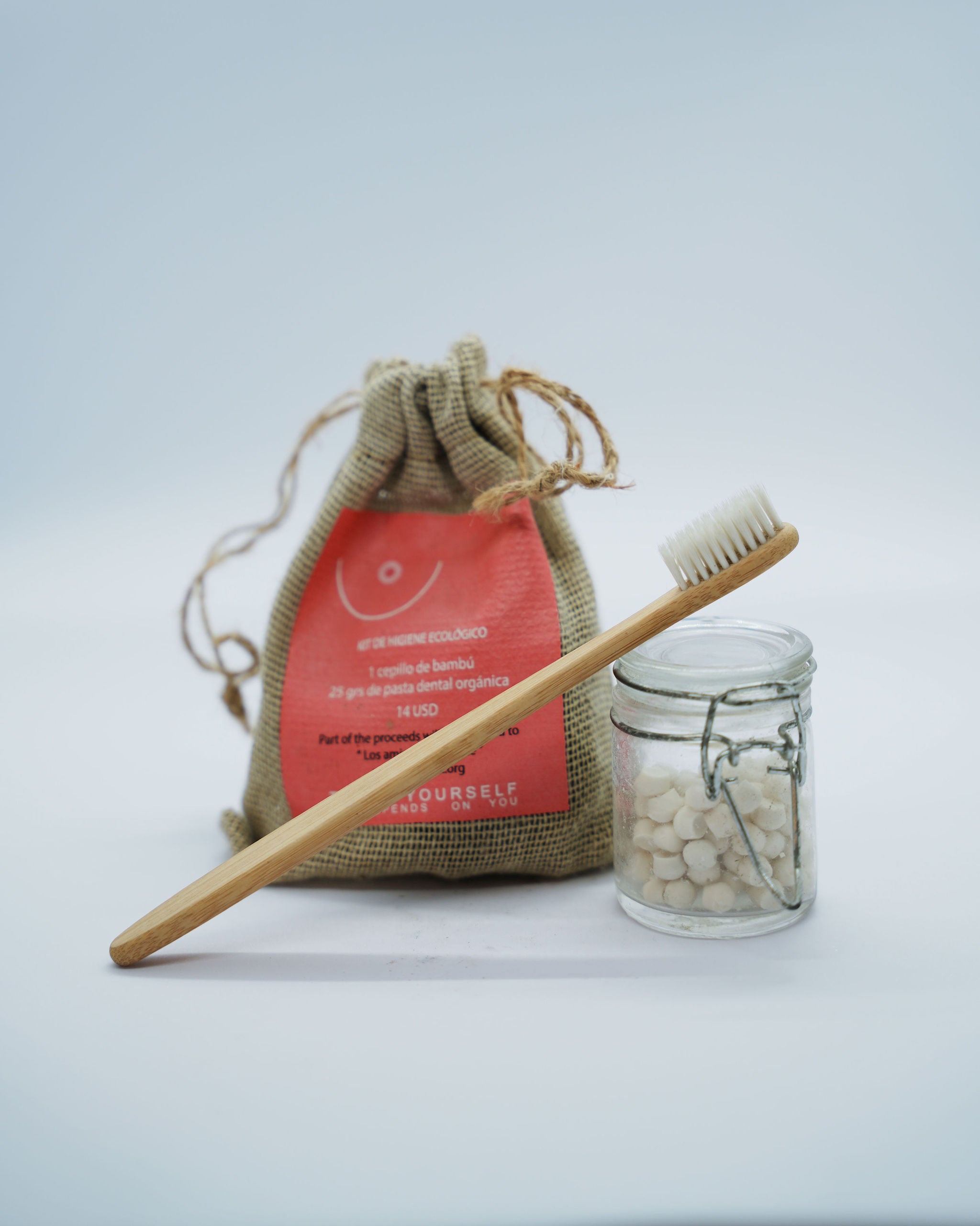 Degradable Bamboo Toothbrush & Baking Soda Toothpaste Set