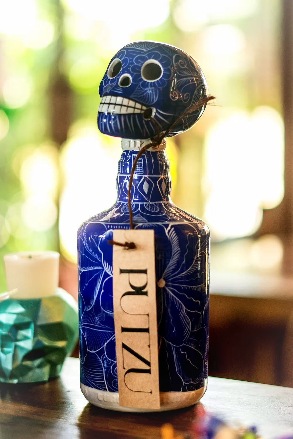 Talavera Skull Bottle Dia de Muertos Edition