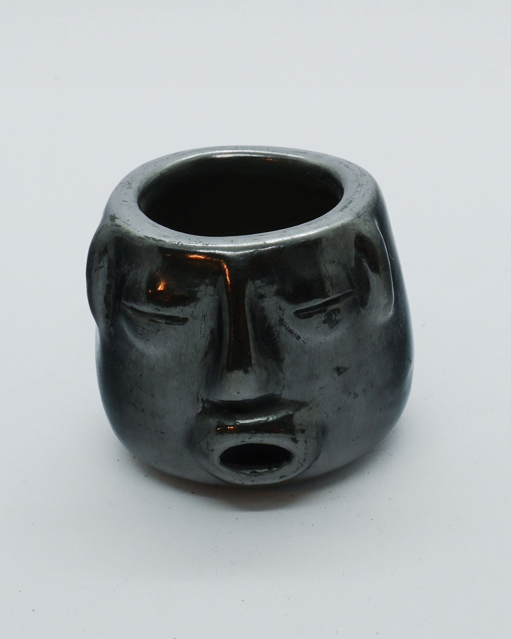 Black Clay Tequila & Mezcal Shot Glass - Mayan Head