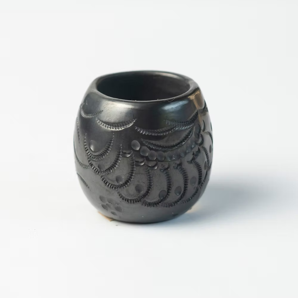 Flowers Tequila Shot made of Black Clay