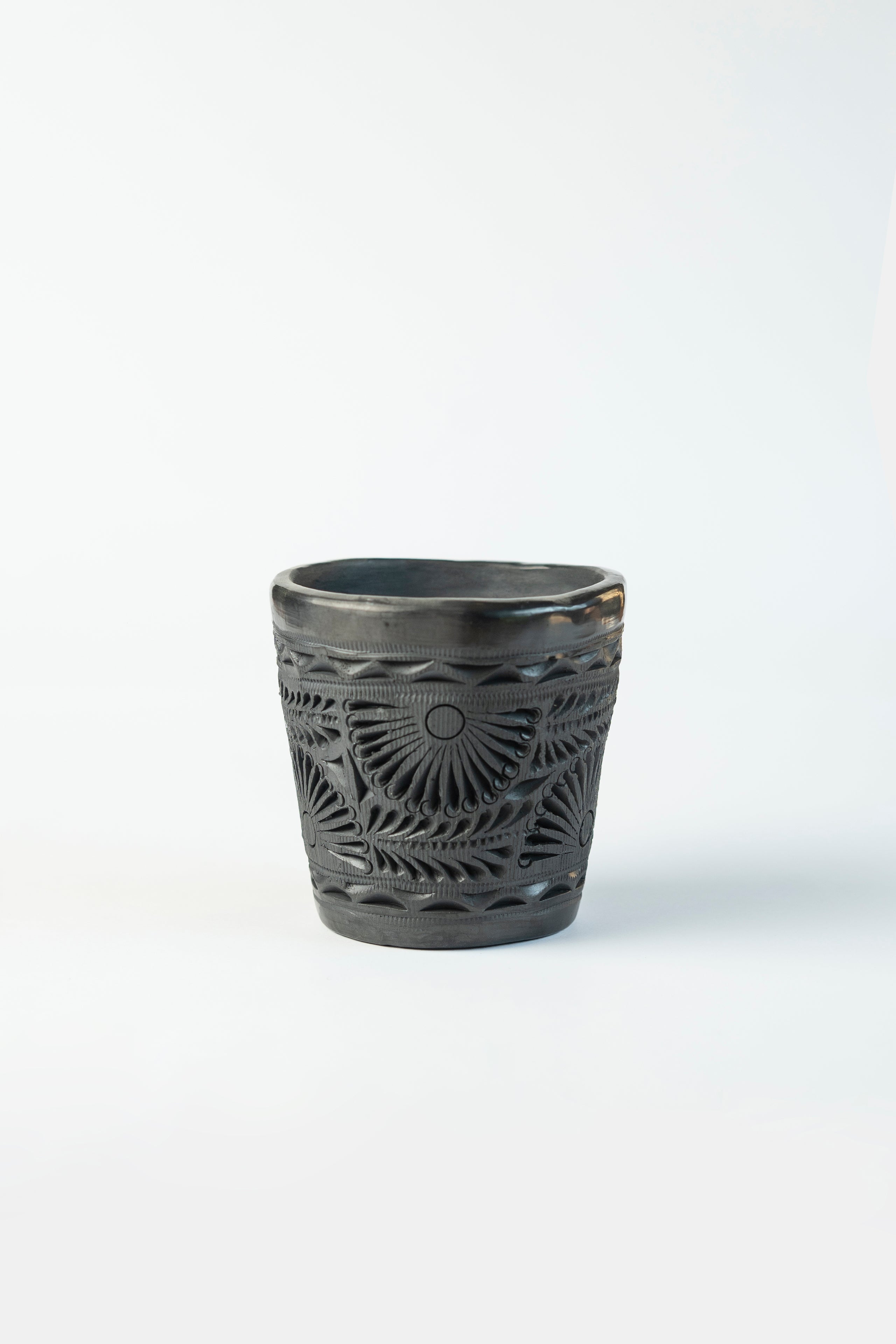 Handcrafted Small Black Clay Flower Pot