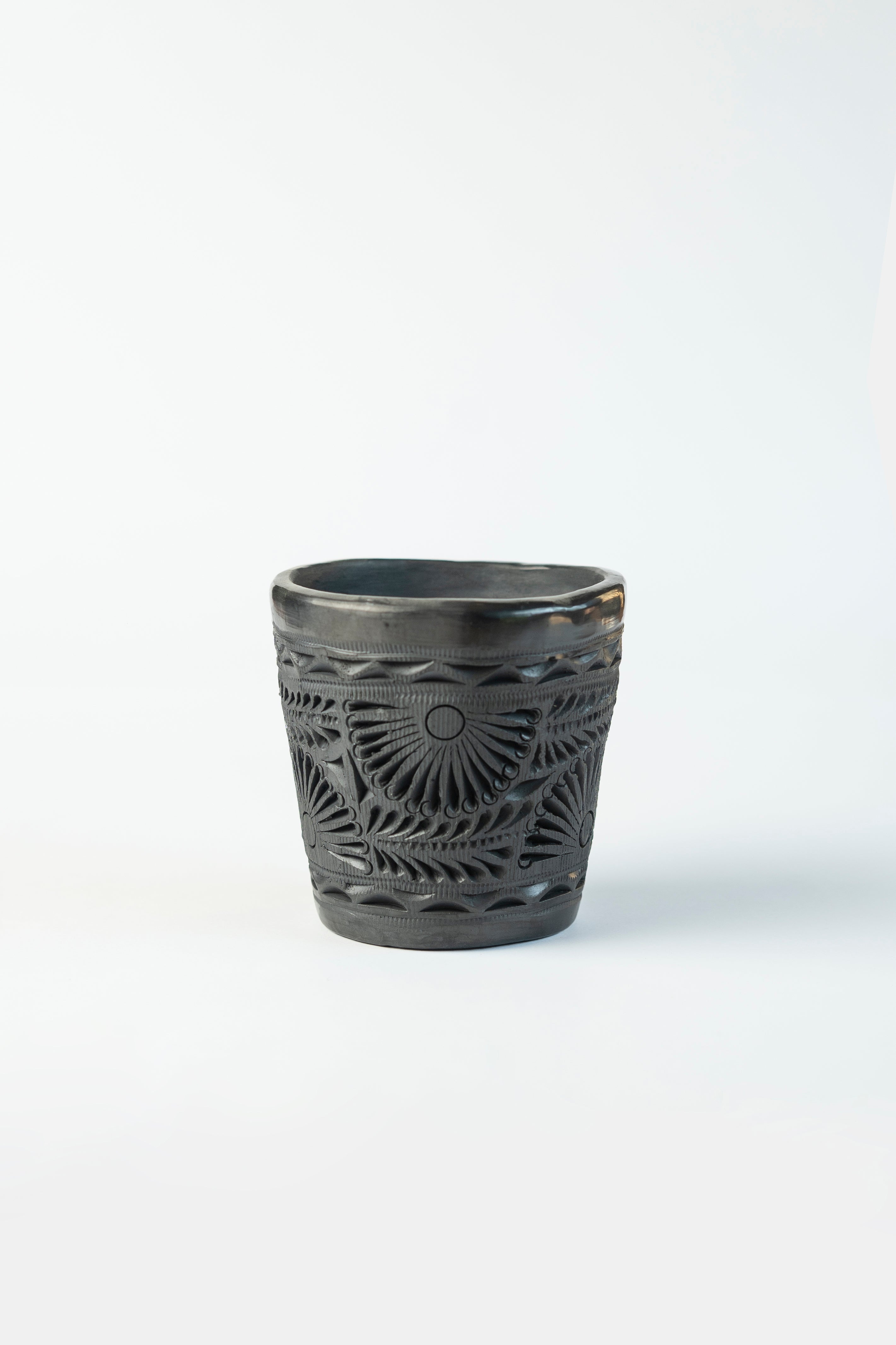 Handcrafted Small Black Clay Flower Pot