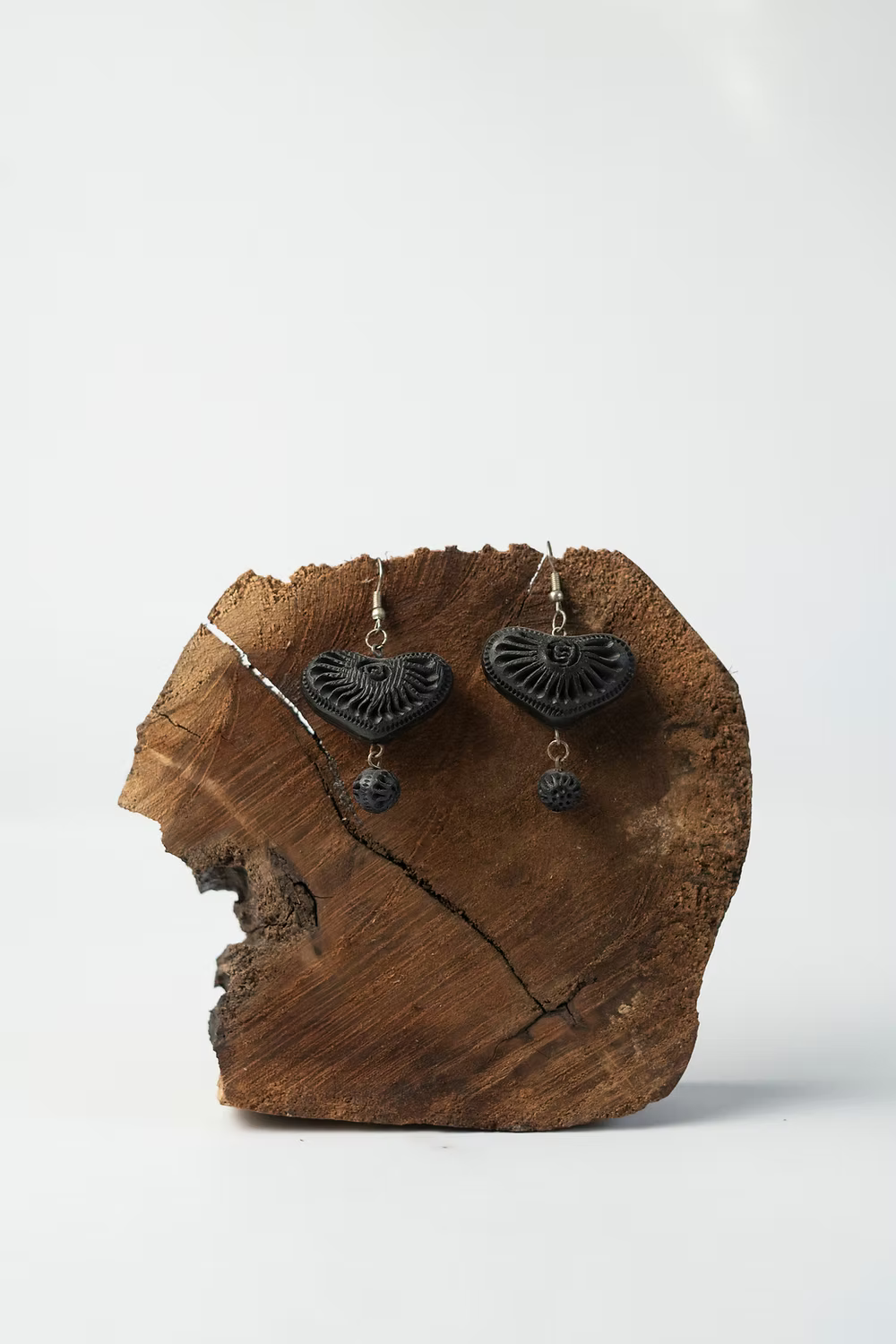 Heart Earrings made of Black Clay