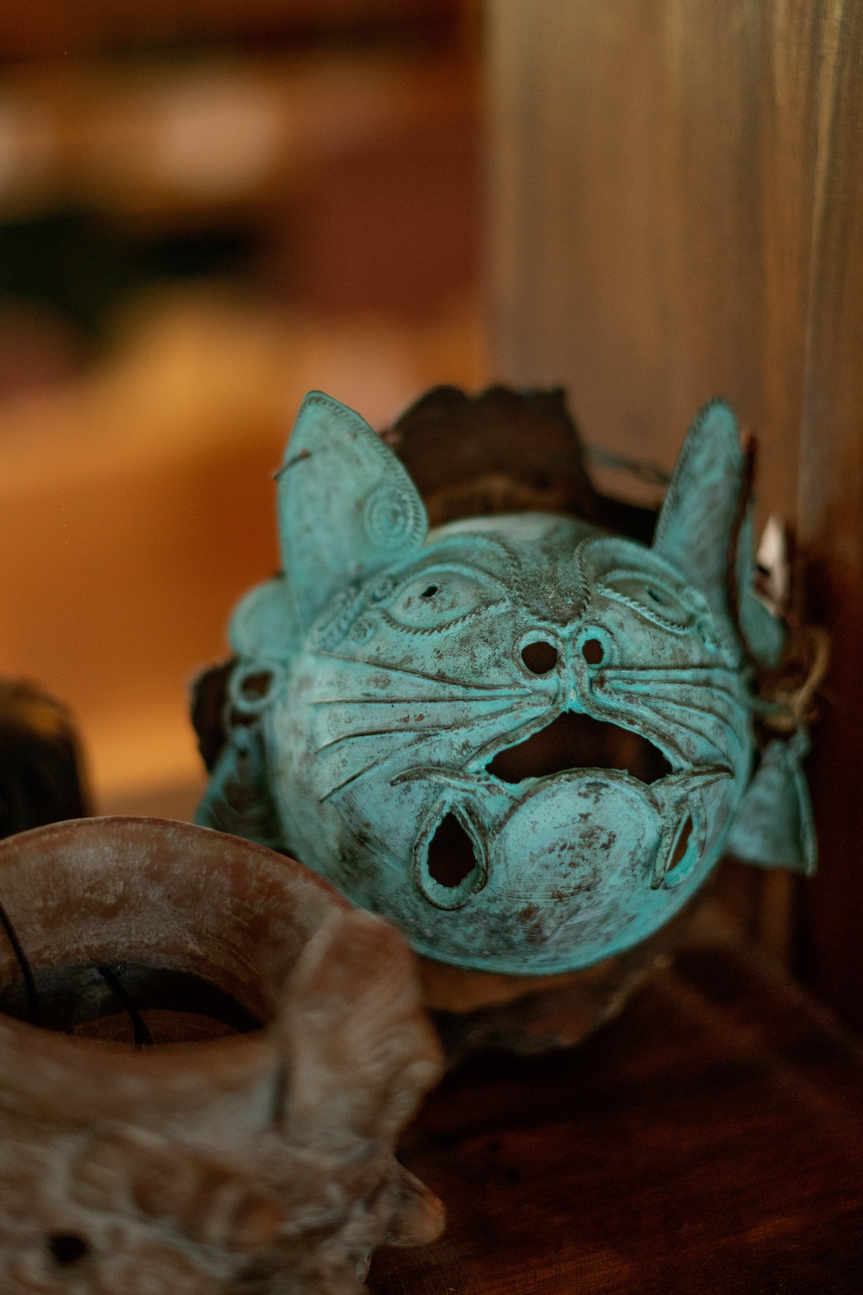 Mayan Cat Copper Mask